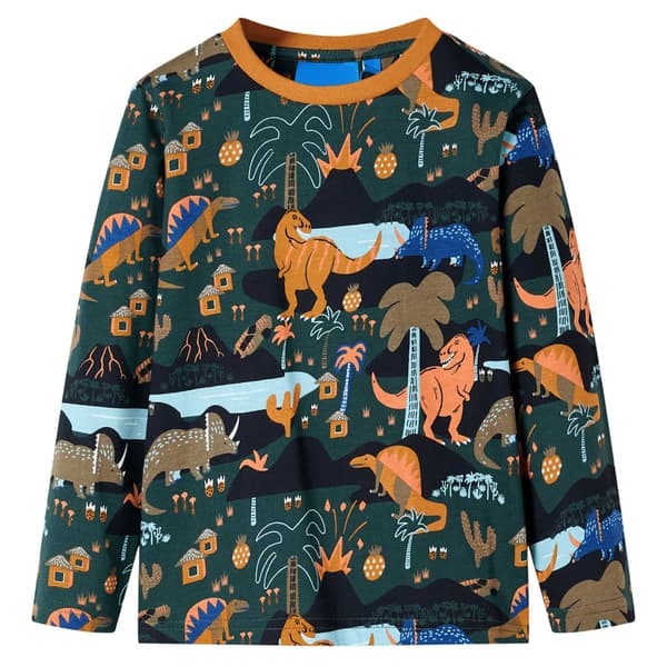 Barnpyjamas med lång ärm, mörkgrön, 104