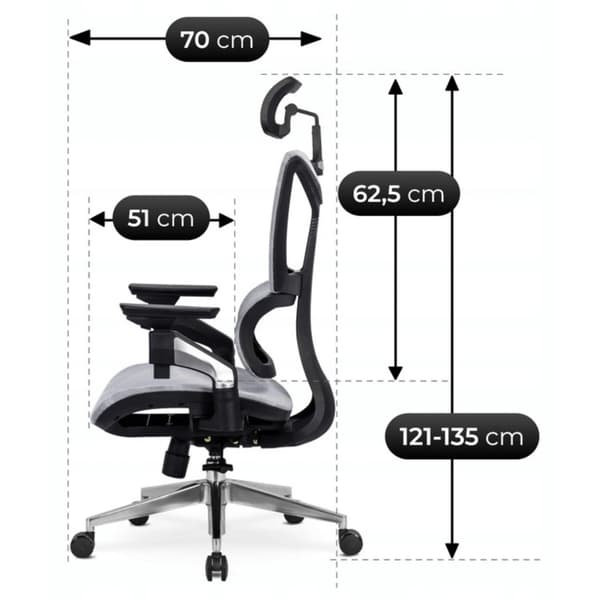 MARTIN Ergonomisk Drejelig Kontorstol, Moderne Grå