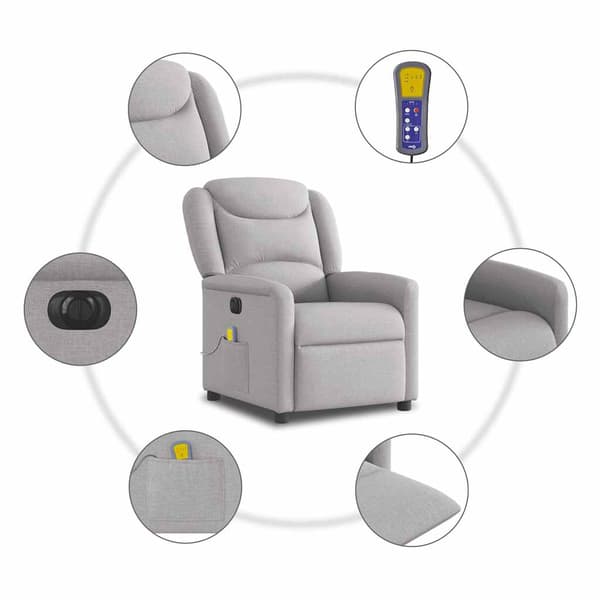vidaXL Elektrisk vilfåtölj för massage, grå, tyg