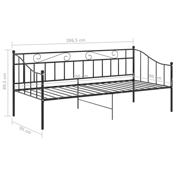 vidaXL sofastel sort metal 90x200 cm