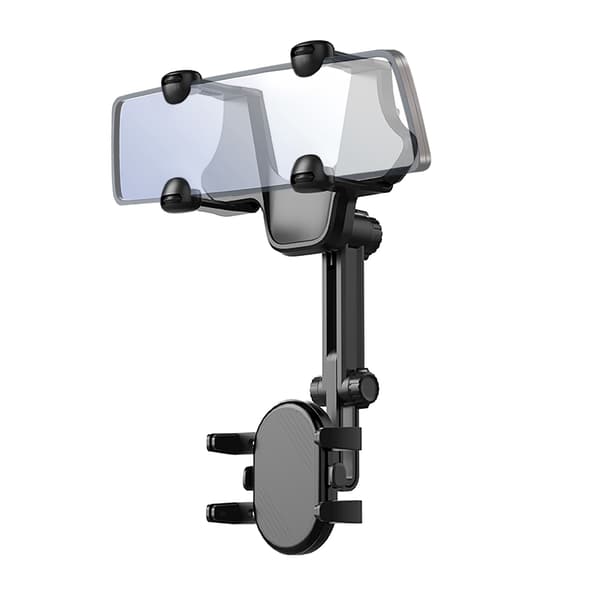 Biltelefonholder til bakspejl, arm 18 cm - sort
