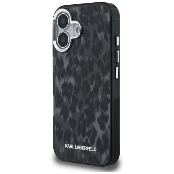 Karl Lagerfeld IML Leopardmønster MagSafe-etui til iPhone 16, sort