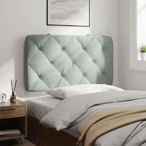 vidaXL Sängynpäädyn tyyny vaaleanharmaa 80 cm sametti