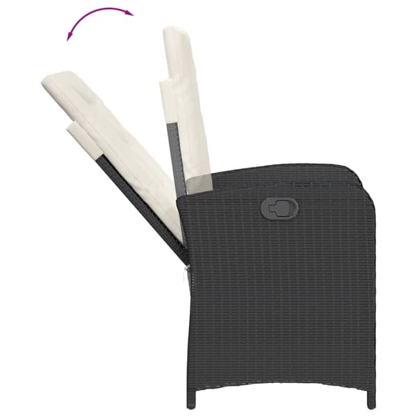 vidaXL havestol med hynder, sort polyrattan