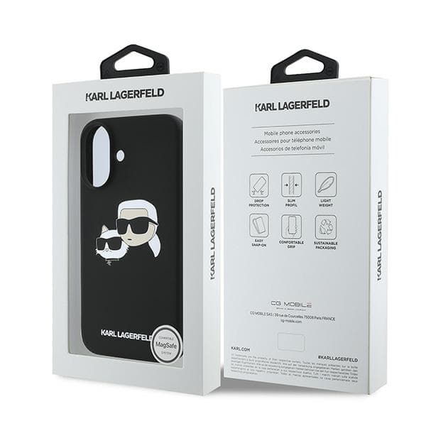 Karl Lagerfeld Silikone Dobbelthoved Print MagSafe-etui til iPhone 16 Plus, Sort