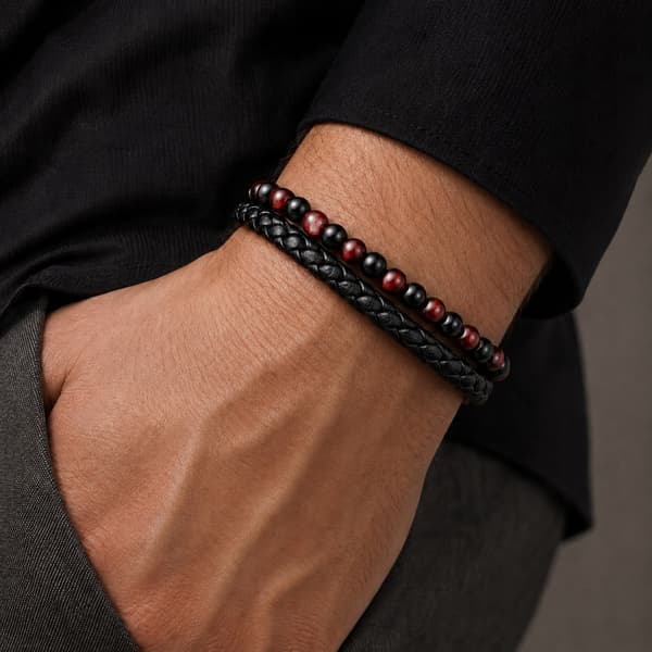 Herrflätat armband elegant tigeröga pärlarmband