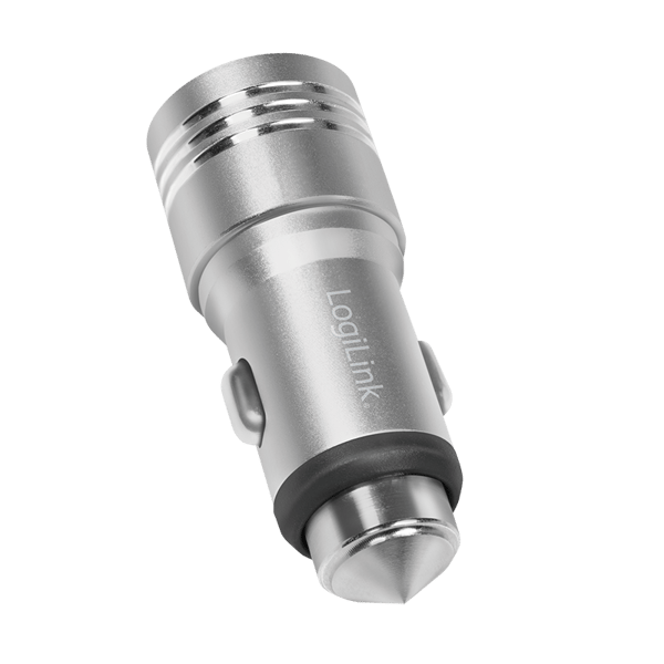 Logilink 10,5W USB-billader med nødhammer 2xUSB 5V/2,1A