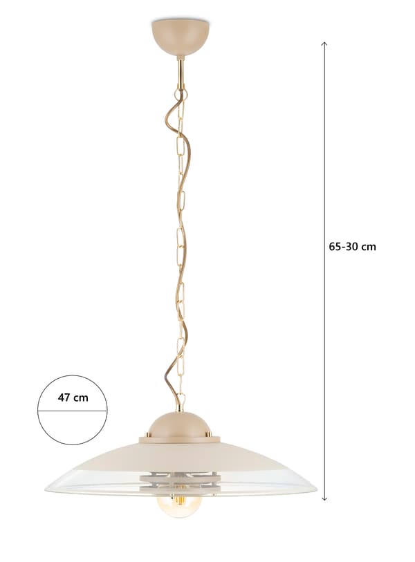 Køkken Beige Glas Pendel 1xE27