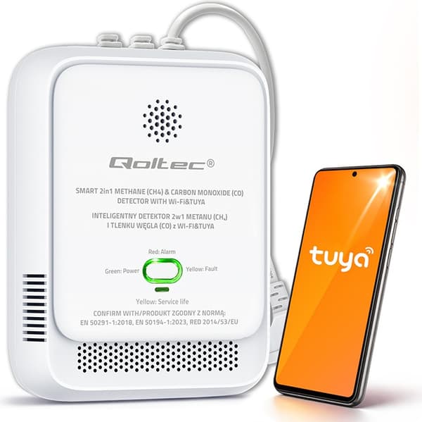 Qoltec Wi-Fi 85 dB LED naturgas- og kuliltelækagesensor