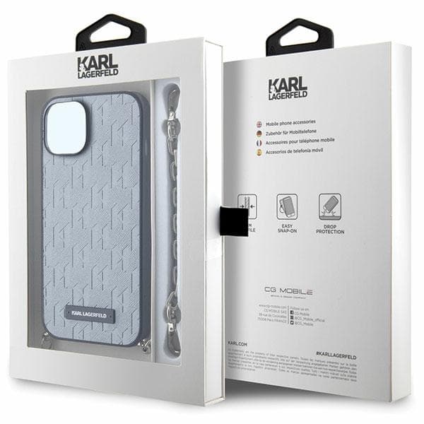 Karl Lagerfeld Saffiano Monogram Chain-etui til iPhone 14, sølv