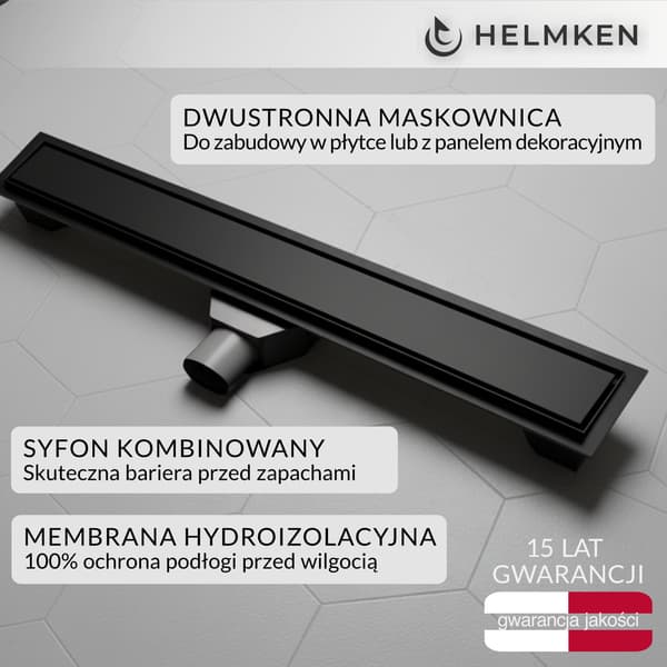 Helmken 37206602 lineaarilattia, 600x70mm, mattamusta
