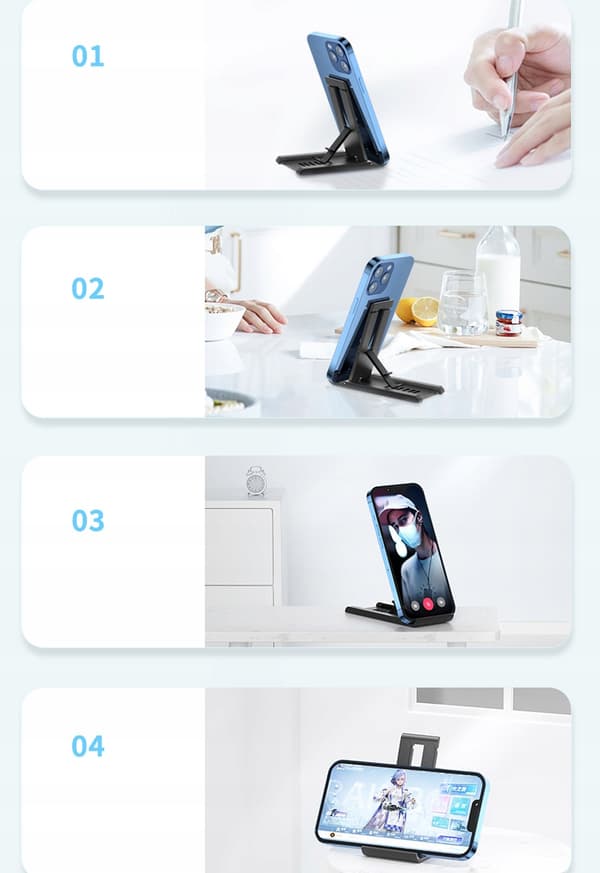 ESSAGER musta jalusta älypuhelimelle ja tabletille