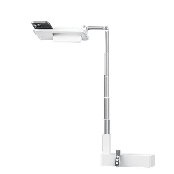 Multifunktionel telefonholder med LED-lampe, hvid
