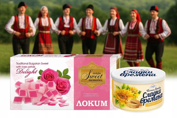 Set med bulgariska sötsaker Lokum Rose Halva present