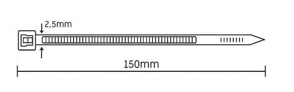 Nippuside Nippuside 2,5x150 mm 100 kpl Valkoinen