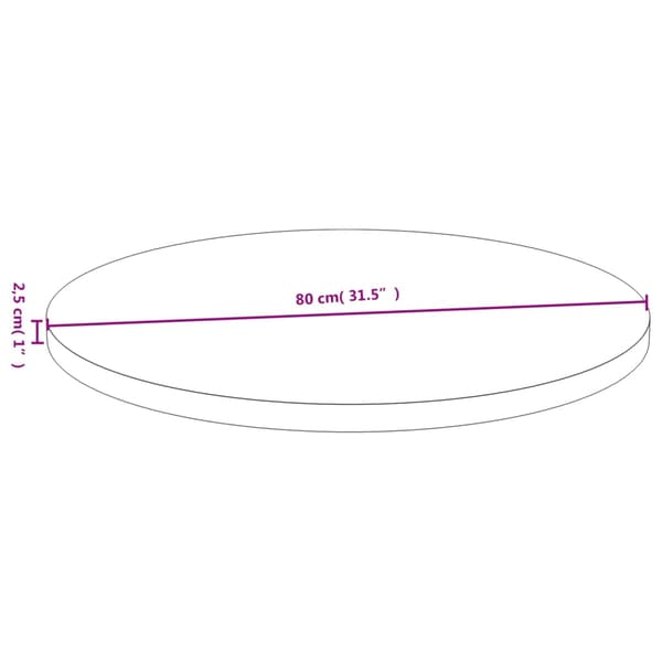 vidaXL Bordsskiva Ø80x2,5 cm bambu