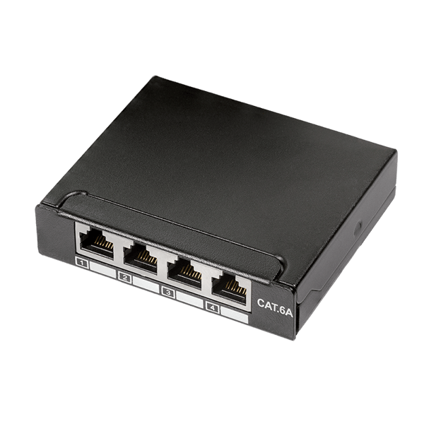 Cat.6A Patchpanel 4 Port LogiLink RJ45 Splitter 10GbE Skärmad