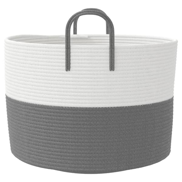 vidaXL Förvaringskorg grå och vit Ø51x33 cm bomull