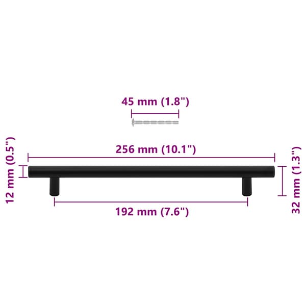vidaXL skabsgreb 5 stk. sort 192 mm rustfrit stål