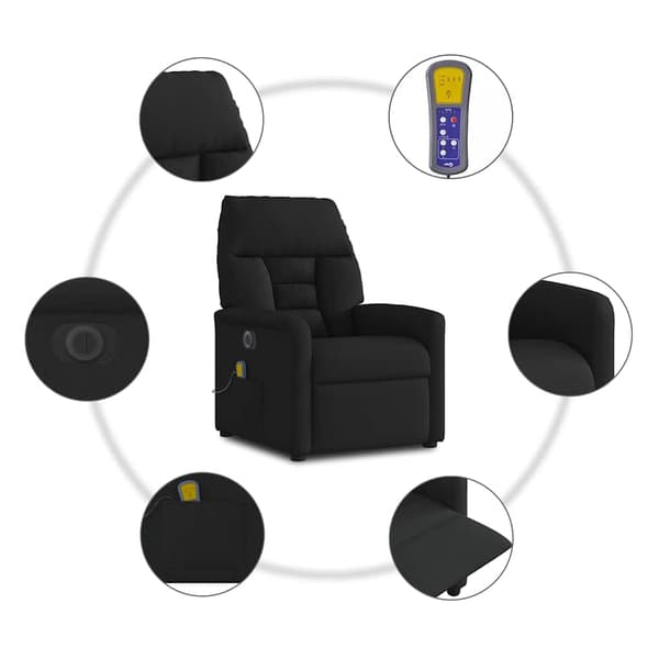 vidaXL elektrisk massagestol med lænefunktion sort stof