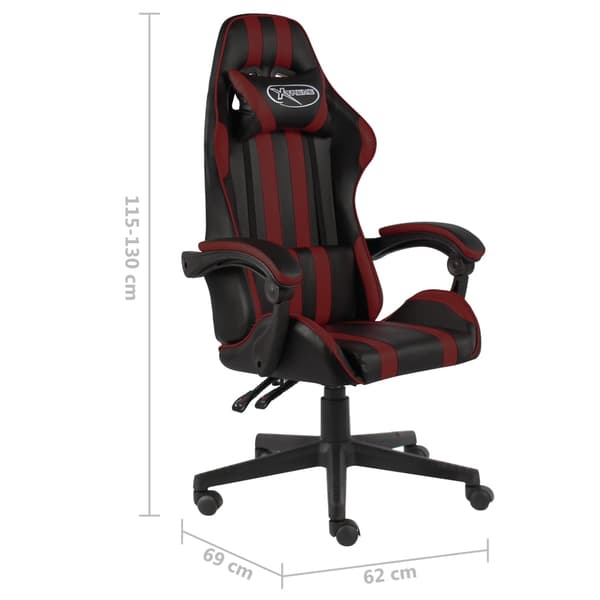 vidaXL gamingstol, sort og bordeaux, kunstlæder