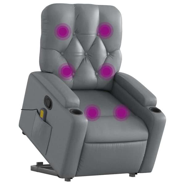 vidaXL Lyftbar massagefåtölj, grå, konstläder