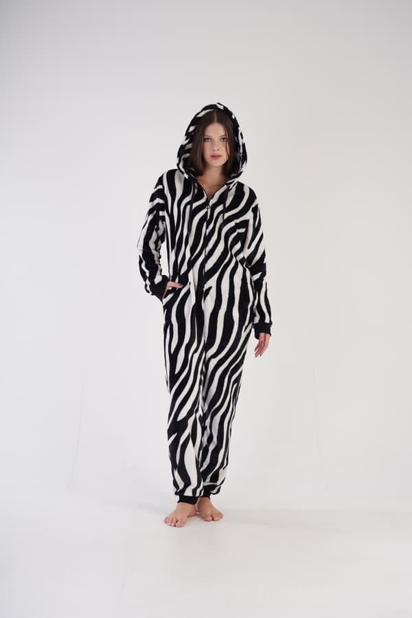 Plysjumpsuit med hætte Damepyjamas M 38