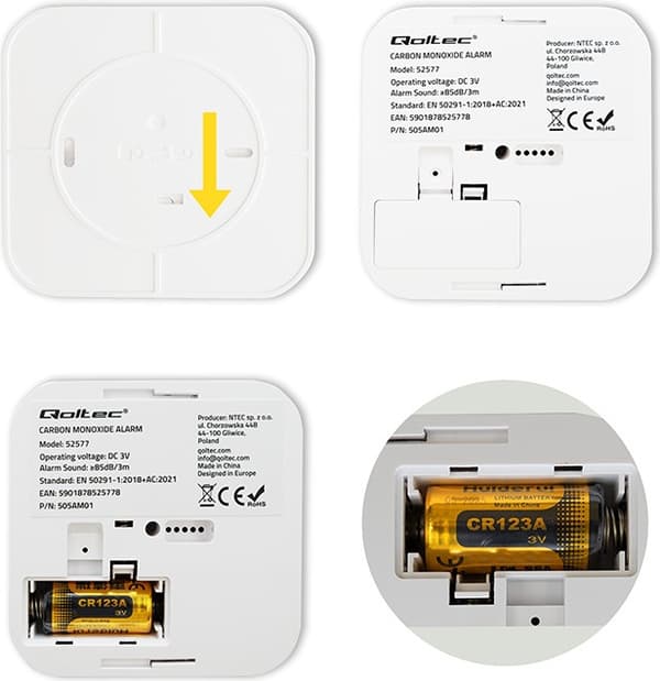 Qoltec trådlös kolmonoxidsensor 85dB LED
