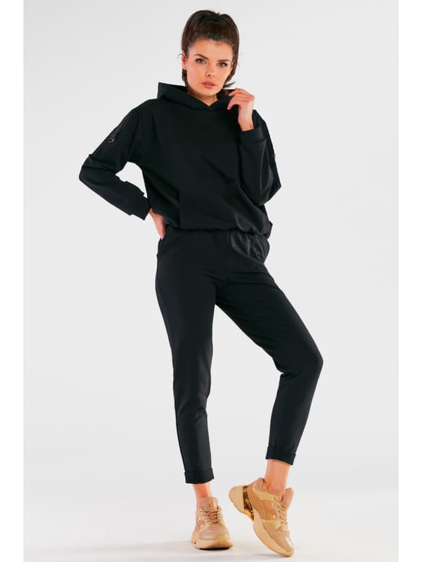 Hættetrøje med skulderlapper, sort L/XL