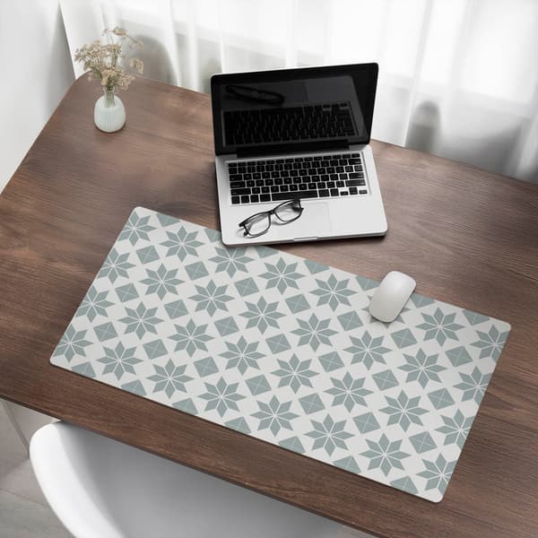 Stilfuld vinyl computermåtte geometrisk blomstermønster 90x45 cm
