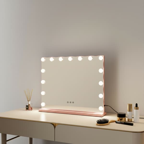 Hollywood sminkspegel 58x48 LED rosa