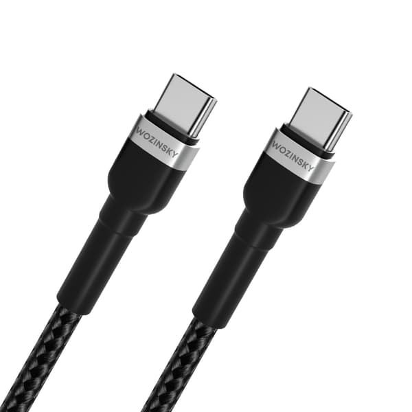 Flätad kabel USB-C - USB-C PD 65W 1m svart