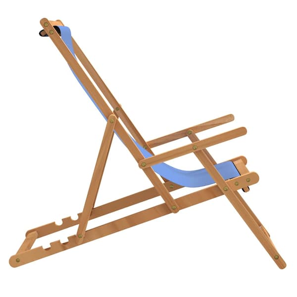 vidaXL foldbar strandstol massiv teak blå