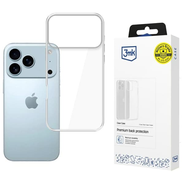 3MK Clear Cover til iPhone 17 Pro Max, gennemsigtig