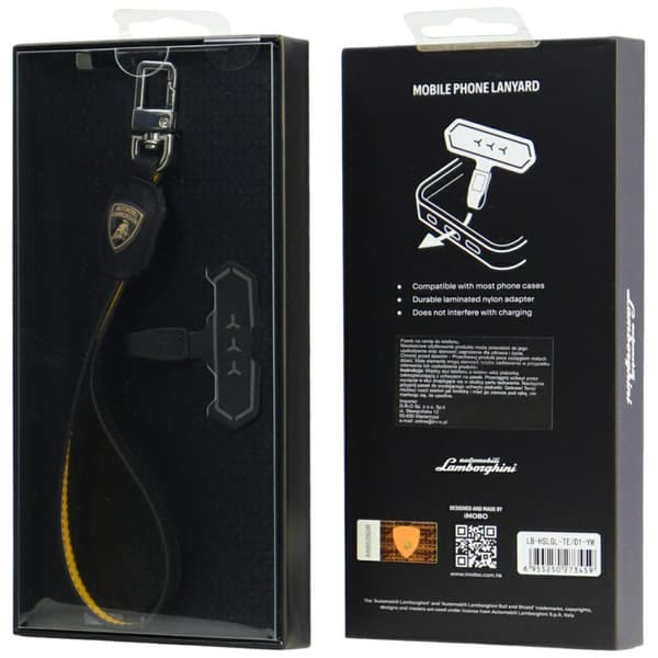 Lamborghini D1 Læder Håndrem Universal Lanyard Gul