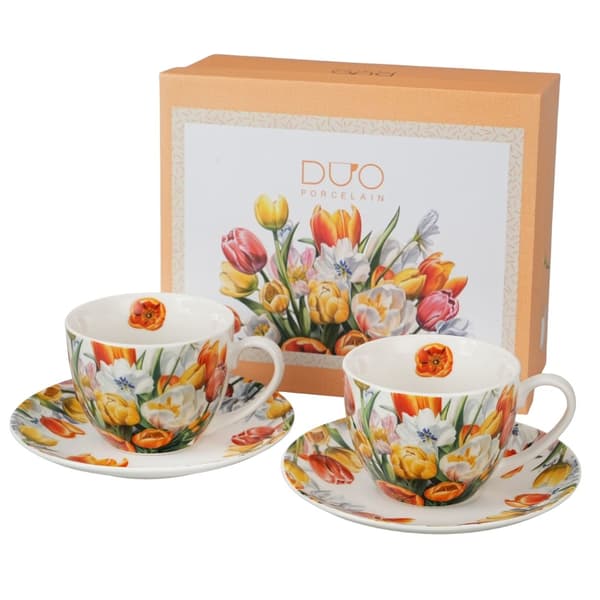 Set med 2 Tulips-koppar och fat 270 ml
