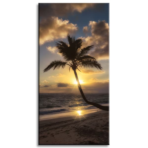Canvastaulu Luonto Palm Auringonlasku Tausta 40x80 Valtameri Holidays