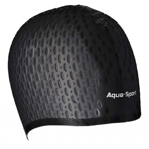 Aqua-Sport silikonbadehat til langt hår sort AS1261