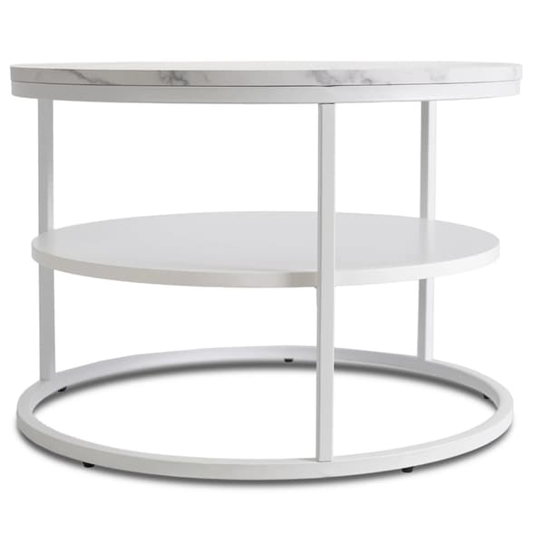 BEST Soffbord med hyllplan 70 cm vit marmor vit modern