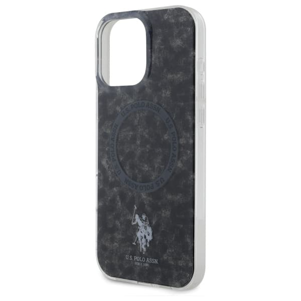 US Polo IML Ring MagSafe -kotelo iPhone 16 Pro Maxille, musta