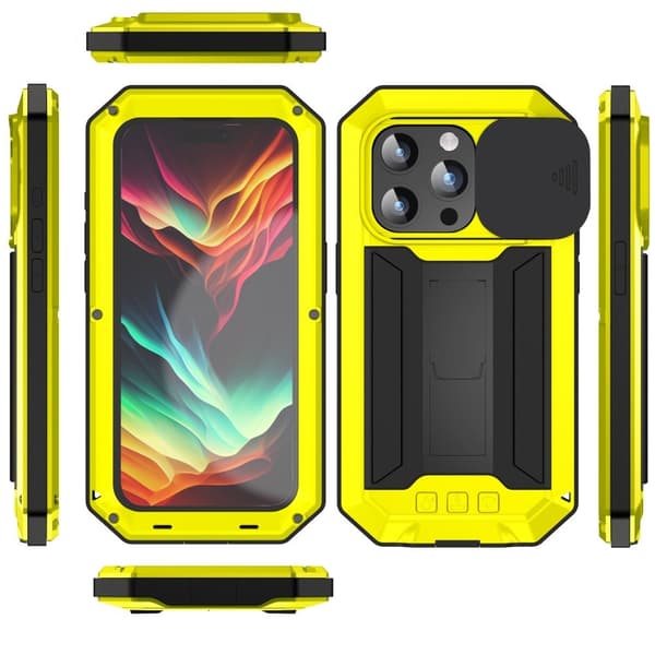 iPhone 15 Pro Max cover, R-JUST CamShield Slide, Rugged, Gul/Sort