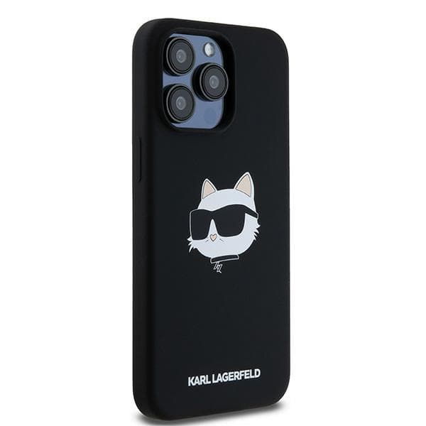 Karl Lagerfeld Silikone Choupette Head Magsafe-etui til iPhone 15 Pro Max, Sort