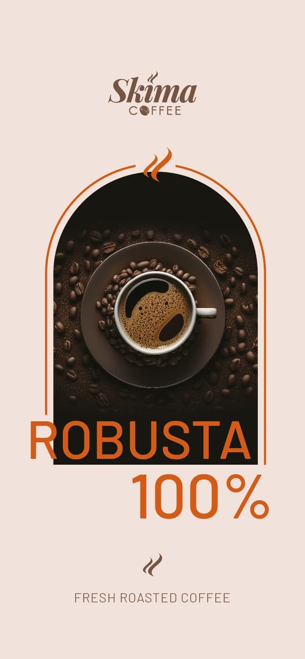 Kaffebönor 1kg ROBUSTA 100% Nyrostade för espressomaskin + GRATIS
