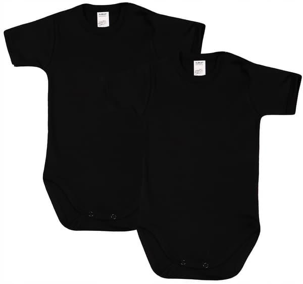 KR bodysuit glat 2PAK sort størrelse 68 klekle