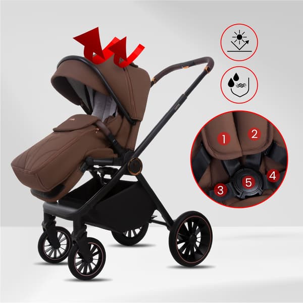 BabyLux CASTOR 2-i-1 klapvogn, gondol, let, foldbart sæt