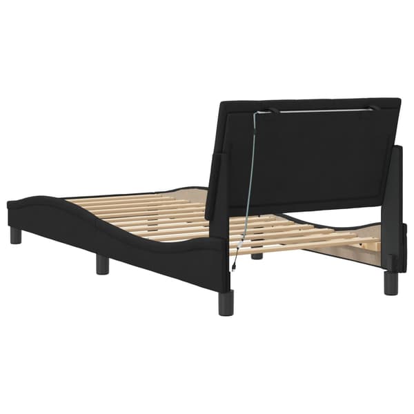 vidaXL Sängynrunko LED-valoilla musta 80x200 cm sametti