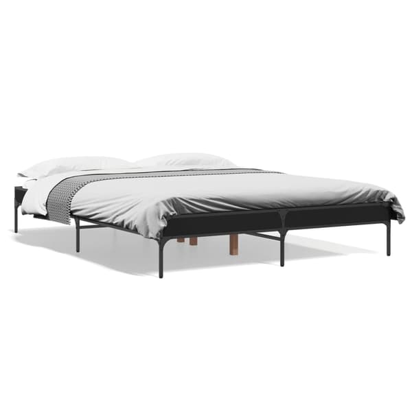 vidaXL sengestel, sort, 140x200 cm, træbaseret materiale