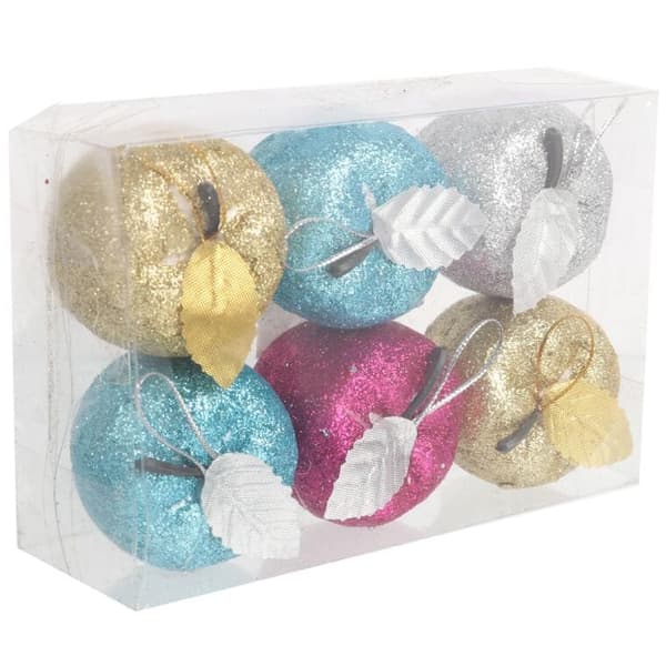 SET MED 6 PLASTÄPPELBOLLAR 5 CM