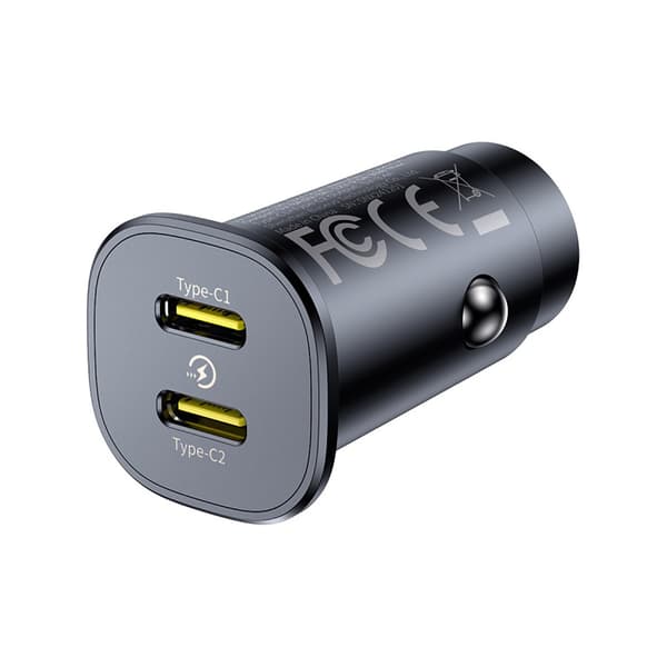 Billaddare 2 x USB-C 30W - svart