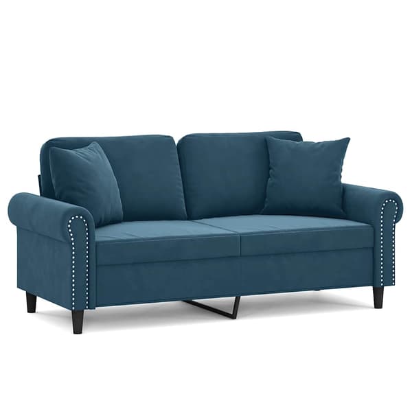 vidaXL 2-sitssoffa med kuddar, blå, 140 cm, sammet